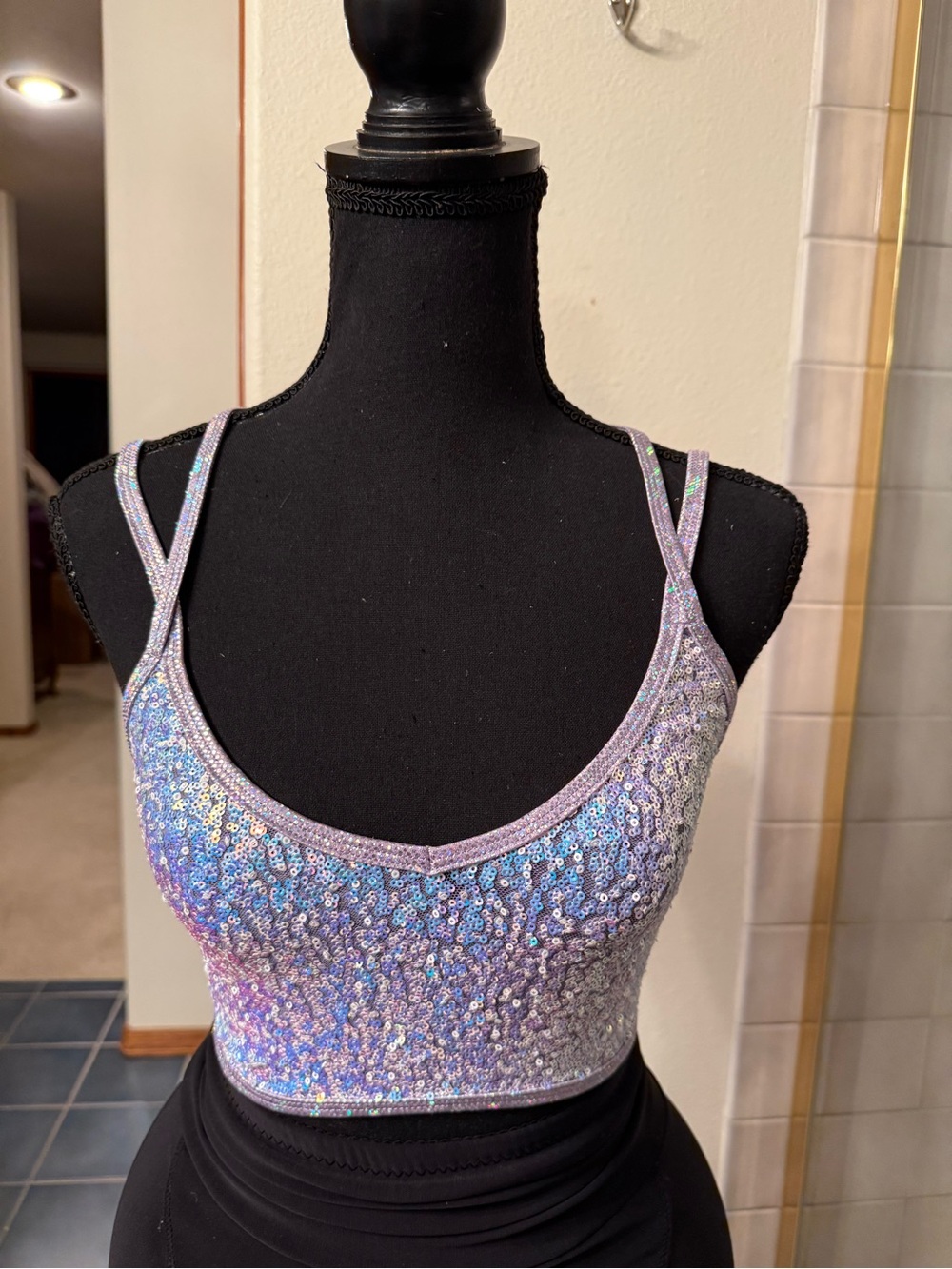 iHeartRaves Iridescent Sequin Crop Top - Holographic